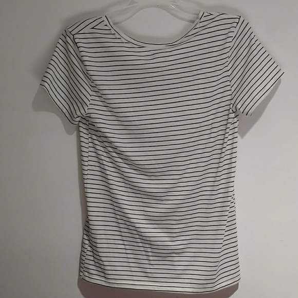 V-Neck White with Black Stripe MUDD Tee - Picture 2 of 5